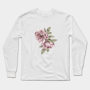 Two Dusty Pink Roses Long Sleeve T-Shirt